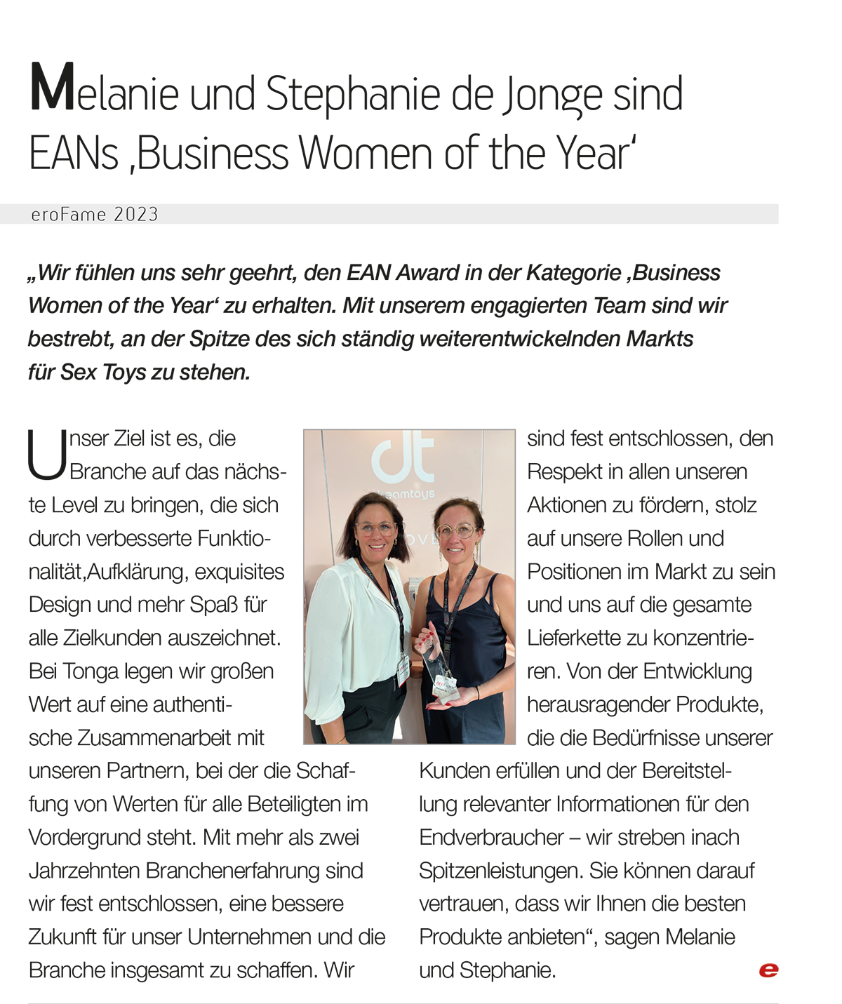 2023-11 eLine - Business Women of the Year Award